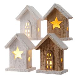 Casa de madeira led 6x9x13cm