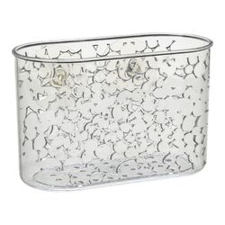 Cesta plástica transparente retangular para banheiro com ventosas modelo Galet