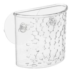 Cesto semi-redondo de plástico transparente para banheiro com ventosas modelo Galet