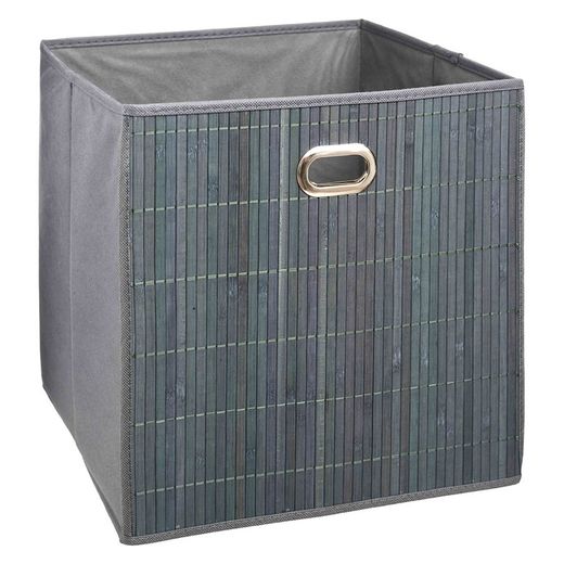 Cesto para móveis de banheiro em bambu cinza 31x31x31cm