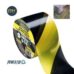 Cinta adhesiva de señalizacion amarillo-negra 30m x 50mm edm