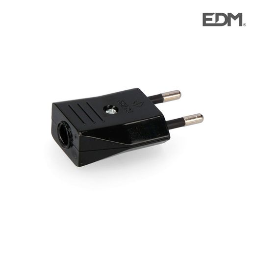 Plugue edm encolhível preto 10a 250v
