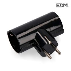 Clavija doble negra blister con baquelita t/tl 16a 250v edm