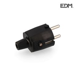 Clavija goma 10/16 a 250 v t/tl ip44 4,8 mm negra retrac. Edm