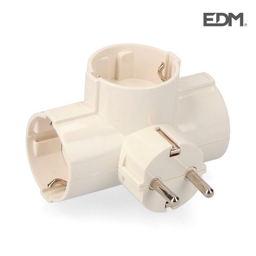 Prise triple 3 prises sorties latérales t/tl 16a 250v