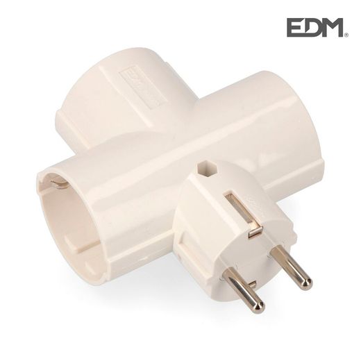 Plugue triplo com baquelite t / tl 16a 250v edm