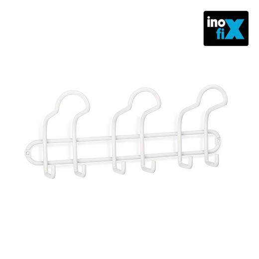 Cintre Acier 3 Crochets Triples Blanc InofixCintre Acier 3 Crochets Triples Blanc Inofix