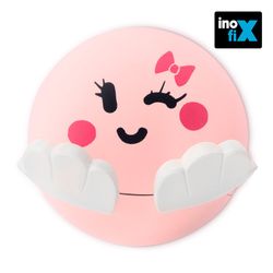 Cabide Adesivo Infantil Rosto Rosa Design. Inofix