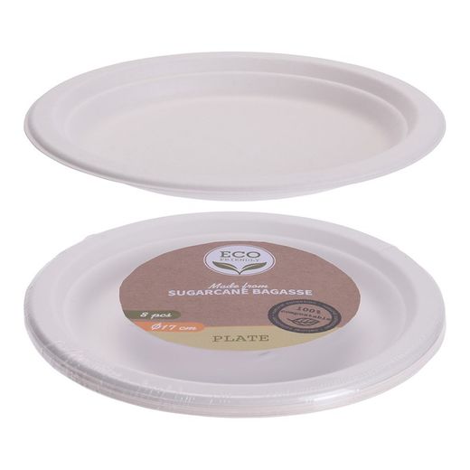 Conjunto de 8 pratos pequenos biodegradáveis