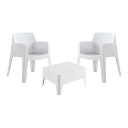 Conjunto De Jardin/Terraza De 2 Sillas+Mesa Baja. Color Blanco Sillas: 60x67x82cm Mesa: 48x58x30cm Modelo: Costa Sp Berner