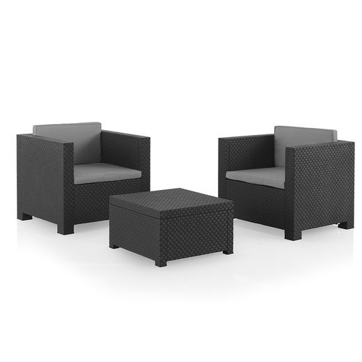 Conjunto Jardim/Terraço de 2 Poltronas + 1 Mesa. Diva Tete Grafit Sp Berner