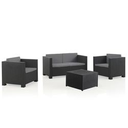 Conjunto Jardim/Terraço de 2 Poltronas+1 Sofá+1 Mesa. Diva Tropea Grafit Sp Berner