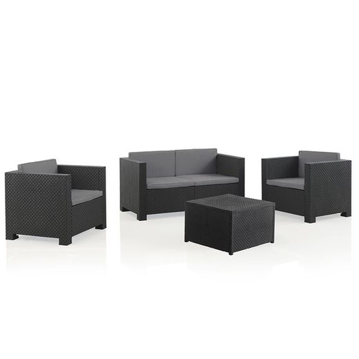 Conjunto De Jardin/Terraza De 2 Sillones+1 Sofa+1 Mesa. Diva Tropea Grafit Sp Berner