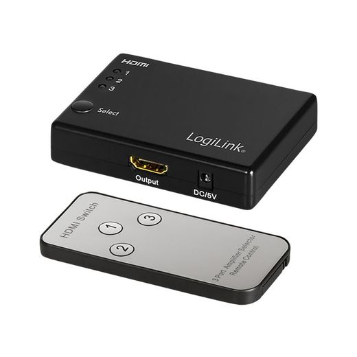 Switch HDMI Logilink de 3 portas, 1080p / 60 Hz