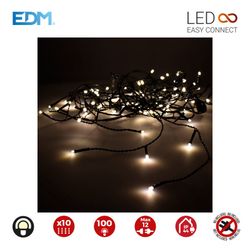 Rideau facile à connecter 2x1mts 10 bandes 100 LED blanc chaud 30v (intérieur-extérieur) edm total 1,8w