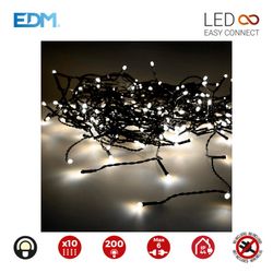 Cortina easy-connect 2x2mts 10 tiras 200 leds blanco calido 30v (interior-exterior) edm total 3,2w