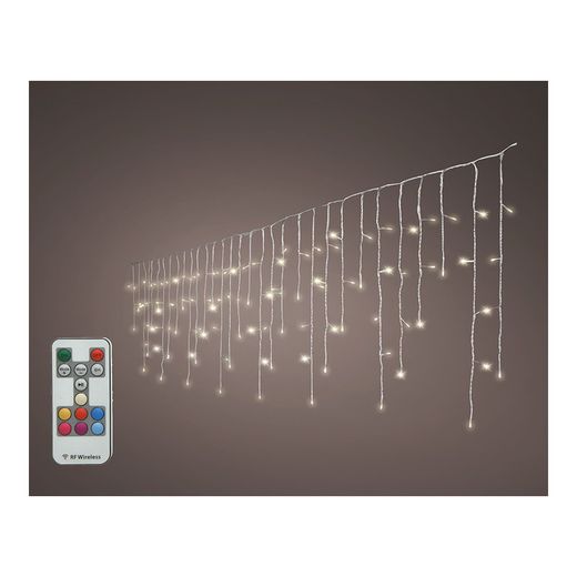 O sincelo conduzido da cortina ilumina 5.85m multicoloridos cabo branco de 150 diodos emissores de luz