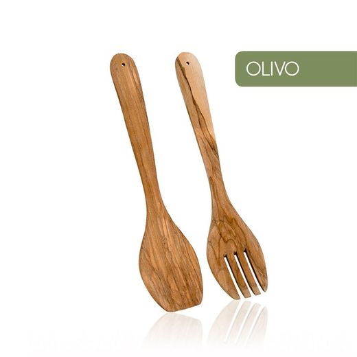 Talheres para salada em madeira de oliveira Metaltex