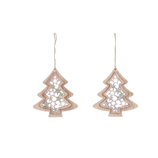 Decoração de madeira para árvore de Natal modelo árvore de cores sortidas 9x8cm