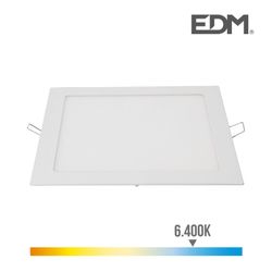 Downlight led cuadrado 20w 1500lm 22x22cm marco blanco 6.400k edm