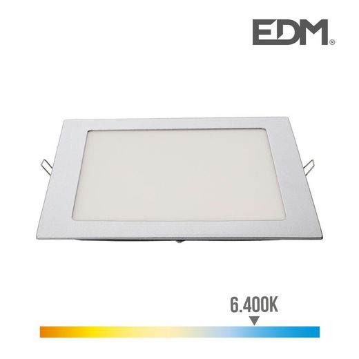 Downlight led cuadrado 20w 1500lm 22x22cm marco cromo 6.400k edm