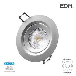 LED embutido embutido 5w 380 lúmen 6.400k redondo edm moldura cromada