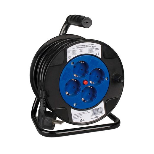 Carretel de cabo 15m 3x1,5 com 4 tomadas bipolares com lateral T/T Solera 7423/2