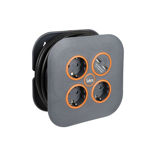 Enrolador de Cabo Com 3 Bases 2p+E E 2 Usb Solera 7321usb