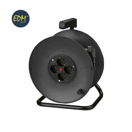 Enrollacables con protector termico 3 x1,5mm 50m 4 tomas edm