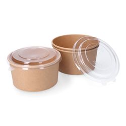 Envase Cartón Biodegradable Redondo Ensalada C/Tapa 1000cc (3ud)
