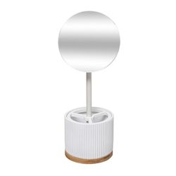 Espelho de Banheiro com Organizador Coleção Bambu-Branco Naturéo