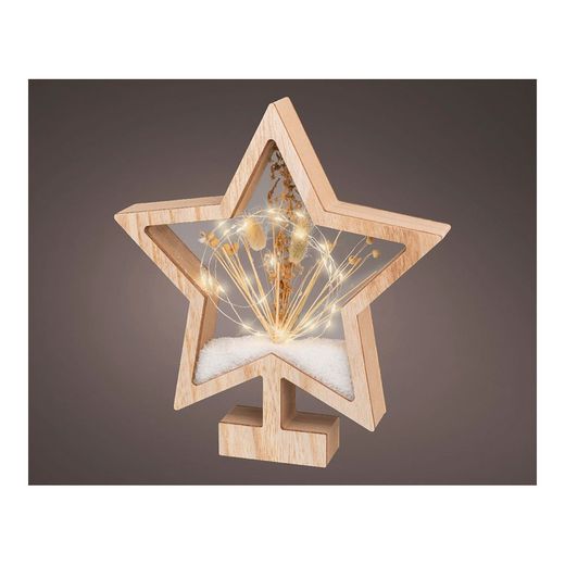 Estrella De Madera Con Microleds 4x26x28cm 25 Leds