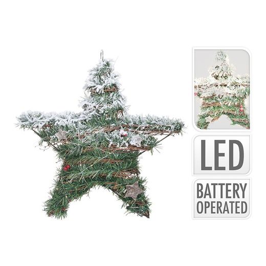 Estrela decorativa de vime com led 40cm
