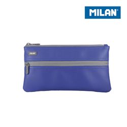 Estojo para lápis vazio com dois zíperes azul Milan