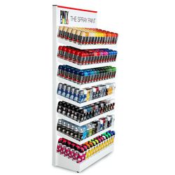 Expositor Pintyplus com 546 unidades de sprays Pintyplus