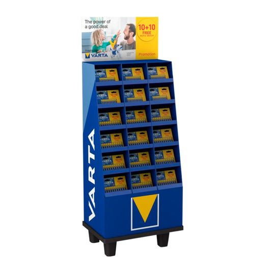 Display Promocional 102 Blisters 10+10 Pilhas (Aa+Aaa) Longlife Power Varta