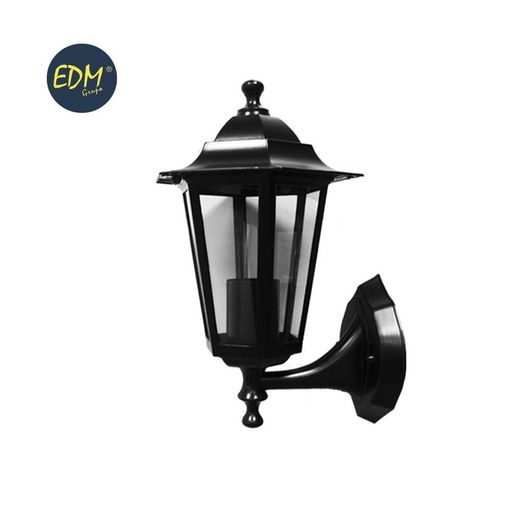 Lanterne murale en aluminium noir 40,5xø26,5cm edm mod. Marseille 100w ip44