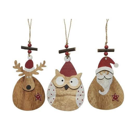 Figurines en bois pour sapin de Noël modèles assortis 8x1x16cm