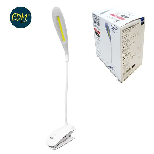 Rechargeable flexo led 3w 140 lumens cob 6 400k avec batterie 800mah pince incluse