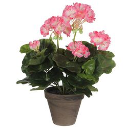 Geranio blanco rosado pvc con maceta gris