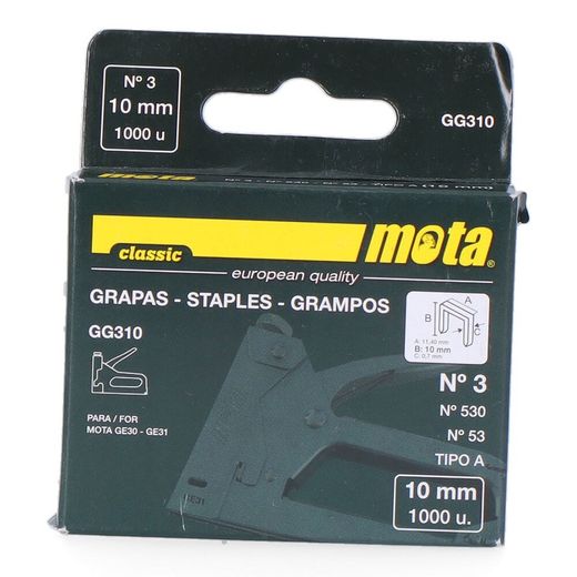 Grampos Número 3 10mm 1000 Uni Gg310 Mota