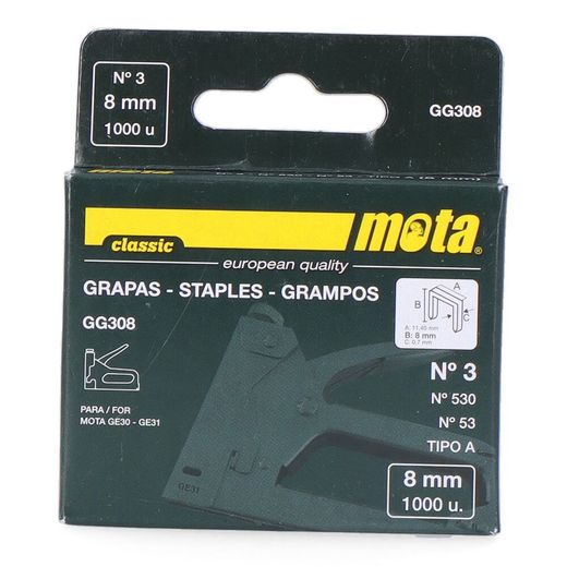 Grampos Número 3 8mm 1000 Uni Gg308 Mota