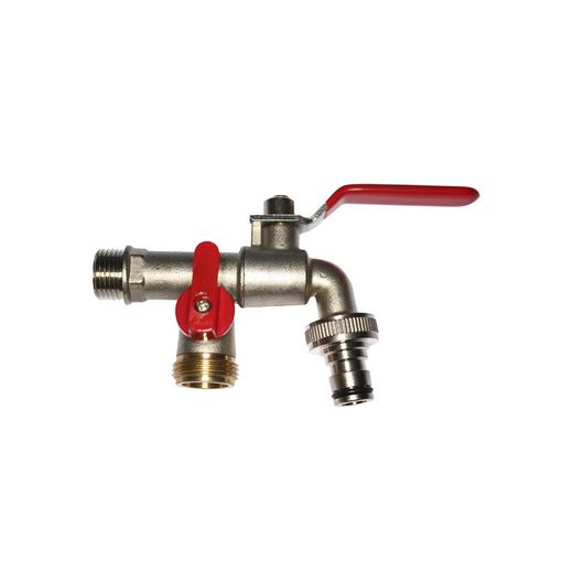 Robinet sphérique - double sortie - avec coude - 1/2 "x3 / 4" x3 / 4 "- (emballé)