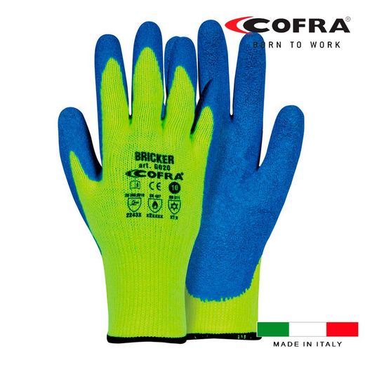 Luva Bricker Fluo Amarelo/Azul Tamanho 8 Cofra