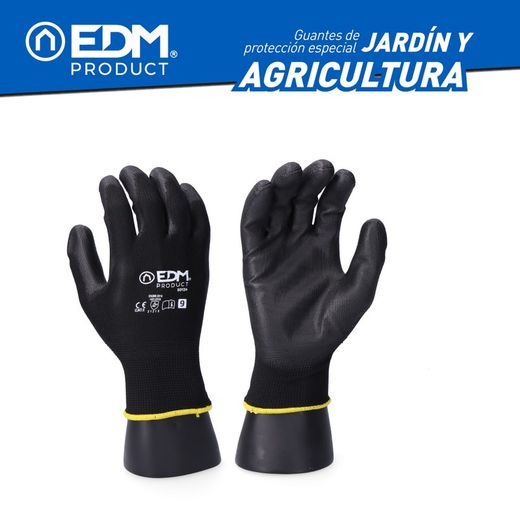 Tamanho revestido 7 Edm do poliuretano do poliéster da agricultura de Glovegarden