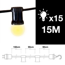 Garland 15mts 15 porta-lâmpada e27 com gancho de extremidade externo ip44