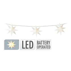 Guirnalda A Pilas Fija 10 Leds Estrellas Decorativas Ø 8cm Luz Blanco Calido 1,8m