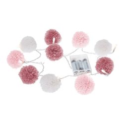 Guirlanda infantil de pompons rosa e cinza