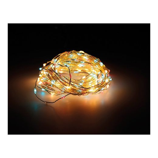 Micro Led Garland Extra Dense Golden Multicolor Flashing 14m 567l Silver Cable