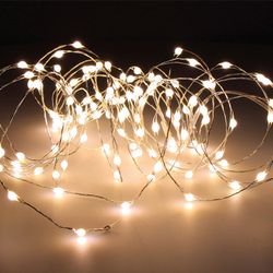 Grande guirlanda de micro led para exterior 6m branco quente